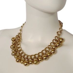 Vintage JACKIE-O  chain and orb necklace, brassy orbs Ben-Amun-style 1980s chain